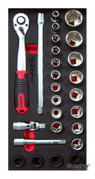 PADRUNVÕTMETE komplekt sahtlisse 1/2" 26 OSA AmPro