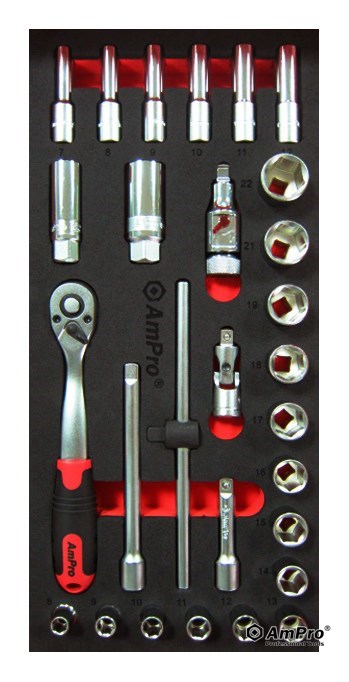 PADRUNVÕTMETE komplekt sahtlisse 3/8" 28 OSA AmPro