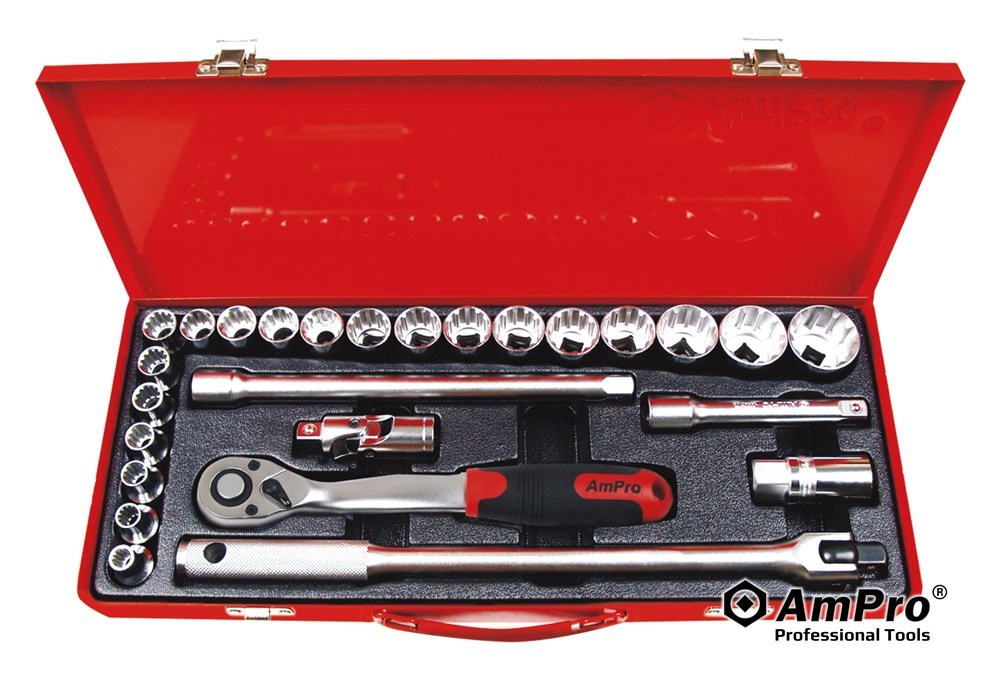 PADRUNVÕTMETE KOMPLEKT Fits-All 1/2" 26 osa AmPro